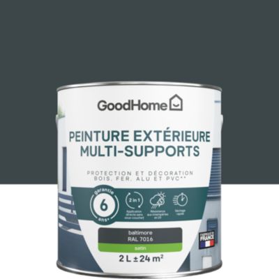 Peinture multi-supports extérieur gris baltimore RAL 7016 satin GoodHome 2 L