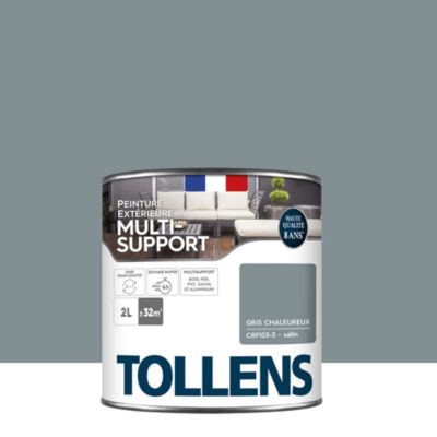 Peinture multi-supports extérieur gris chaleureux satin Tollens 2 L