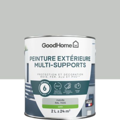 Peinture multi-supports extérieur gris melvil RAL 7035 satin GoodHome 2 L