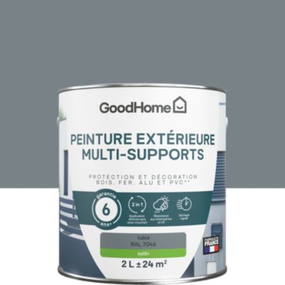 Peinture multi-supports extérieur gris tulsa RAL 7046 satin GoodHome 2 L