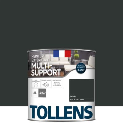 Peinture multi-supports extérieur noir RAL 9005 satin Tollens 2 L