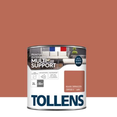 Peinture multi-supports extérieur rouge terracotta satin Tollens 2 L