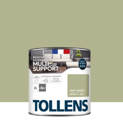 Peinture multi-supports extérieur vert sauge satin Tollens 2 L