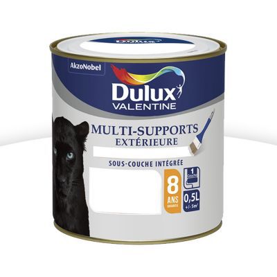 Peinture multi supports extérieure garantie 8 ans Dulux Valentine satin blanc 0,5L