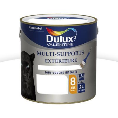 Peinture multi supports extérieure garantie 8 ans Dulux Valentine satin blanc 2L