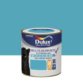 Peinture multi supports extérieure garantie 8 ans Dulux Valentine satin bleu turquoise 0,5L