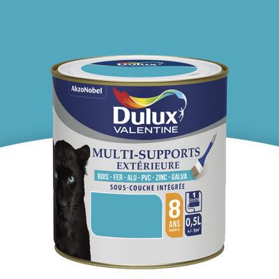 Peinture multi supports extérieure garantie 8 ans Dulux Valentine satin bleu turquoise 0,5L