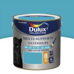 Peinture multi supports extérieure garantie 8 ans Dulux Valentine satin bleu turquoise 2L