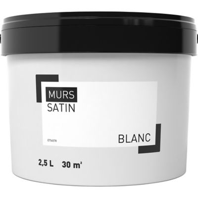 Peinture mur blanc satin GoodHome 2.5 L