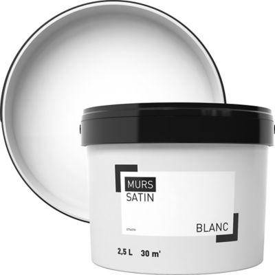 Peinture mur blanc satin GoodHome 2.5 L