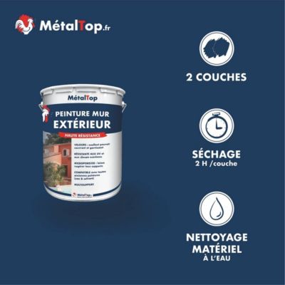 Peinture Mur Exterieur - Gris fenêtre - RAL 7040 - 1 L - Métaltop