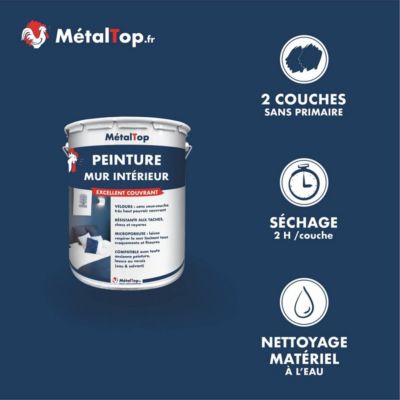 Peinture Mur Interieur - Gris noir - RAL 7021 - 15 L - Métaltop