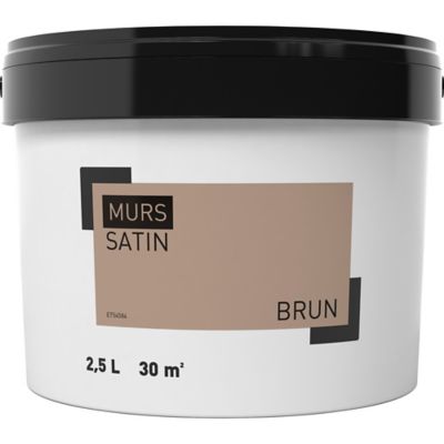 Peinture mur marron brun satin GoodHome 2.5 L
