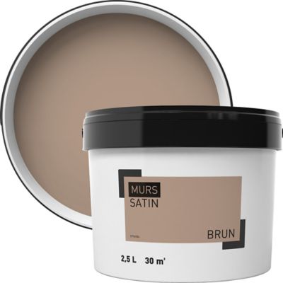 Peinture mur marron brun satin GoodHome 2.5 L