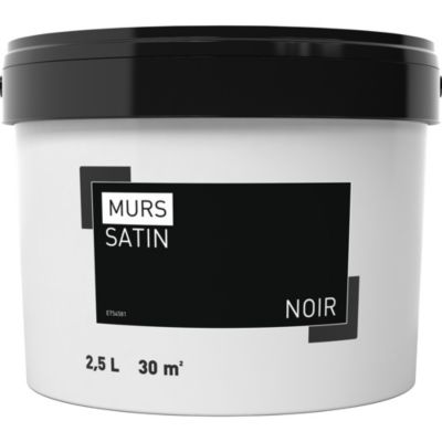 Peinture mur noir satin GoodHome 2.5 L