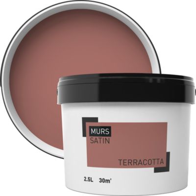 Peinture mur rouge terracotta satin GoodHome 2.5 L