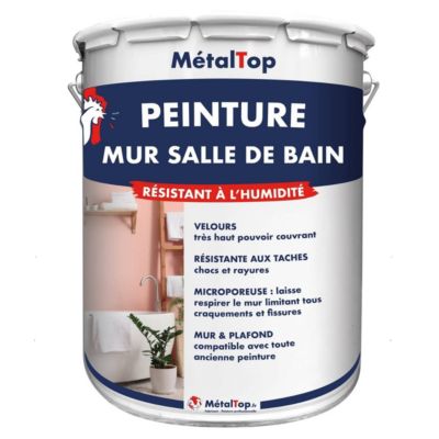 Peinture Mur Salle De Bain - Blanc pur - RAL 9010 - 1 L - Métaltop