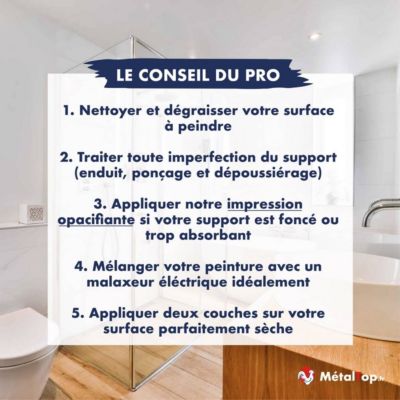 Peinture Mur Salle De Bain - Blanc pur - RAL 9010 - 1 L - Métaltop