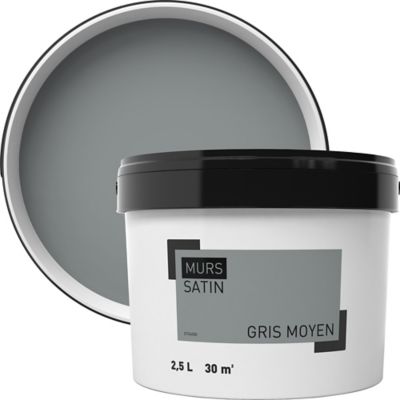 Peinture murale gris moyen satin 2,5L