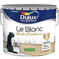 Peinture murale le Blanc Dulux Valentine haute résistance satin blanc 10L