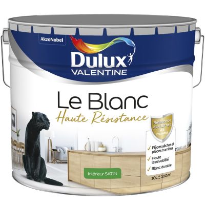 Peinture murale le Blanc haute résistance blanc satin 10L Dulux Valentine