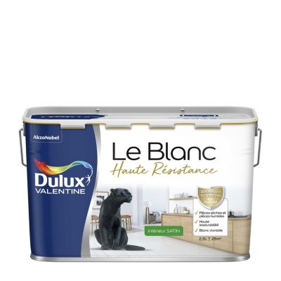 Peinture murale le Blanc haute résistance blanc satin 2,5L Dulux Valentine