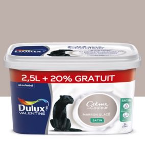 Peinture murs boiseries Crème de Couleur Dulux Valentine satin marron glacé 2,5L +20% gratuit