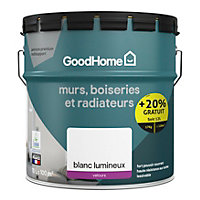 Peinture murs, boiseries et métal GoodHome haute résistance blanc velours 10L + 20% offert