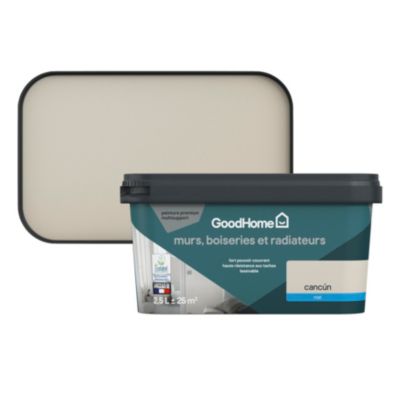 Peinture murs, boiseries et radiateurs beige cancún mat GoodHome Premium 2.5 L