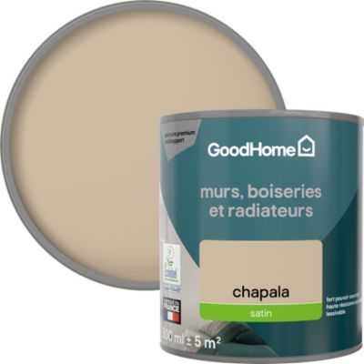 Peinture murs, boiseries et radiateurs beige chapala satin GoodHome Premium 0.5 L
