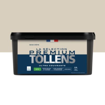 Peinture murs, boiseries et radiateurs beige crème satin Tollens Premium 2.5 L