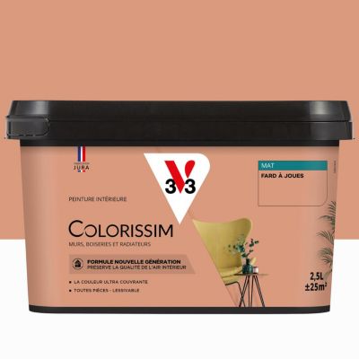 Peinture murs, boiseries et radiateurs beige fard à joue mat V33 Colorissim 2.5 L