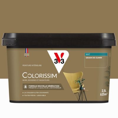 Peinture murs, boiseries et radiateurs beige grain mat V33 Colorissim 2.5 L
