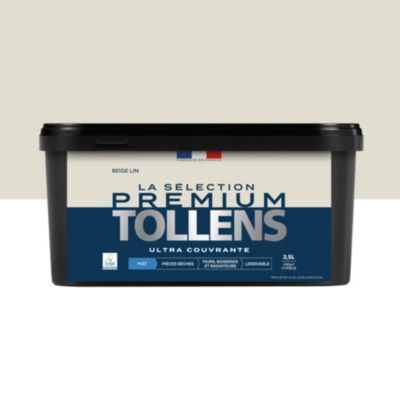 Peinture murs, boiseries et radiateurs beige lin mat Tollens Premium 2.5 L