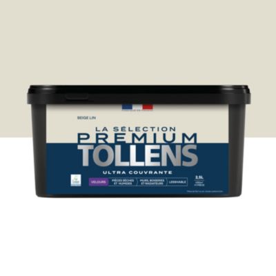 Peinture murs, boiseries et radiateurs beige lin velours Tollens Premium 2.5 L