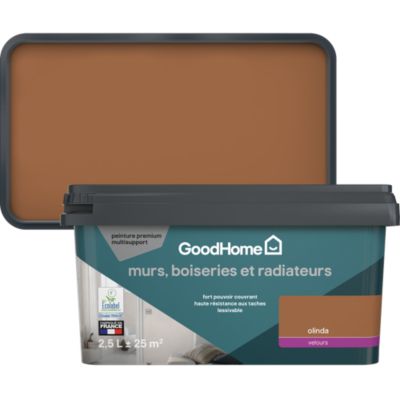 Peinture murs, boiseries et radiateurs beige olinda velours GoodHome Premium 2.5 L