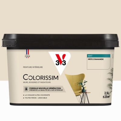 Peinture murs, boiseries et radiateurs beige pâte d'amande mat V33 Colorissim 2.5 L