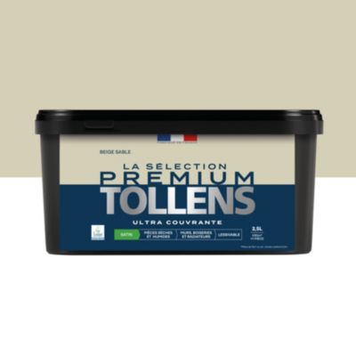 Peinture murs, boiseries et radiateurs beige sable satin Tollens Premium 2.5 L