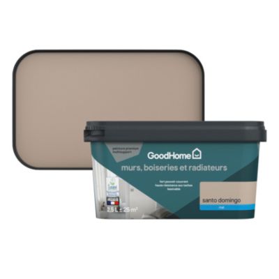 Peinture murs, boiseries et radiateurs beige santo domingo mat GoodHome Premium 2.5 L