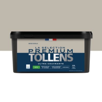 Peinture murs, boiseries et radiateurs beige seigle satin Tollens Premium 2.5 L
