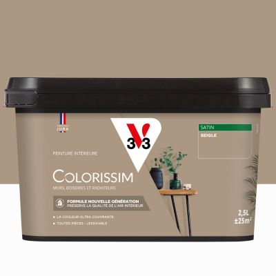 Peinture murs, boiseries et radiateurs beige seigle satin V33 Colorissim 2.5 L