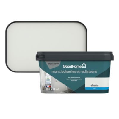 Peinture murs, boiseries et radiateurs blanc alberta mat GoodHome Premium 2.5 L