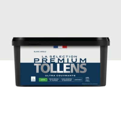 Peinture murs, boiseries et radiateurs blanc argile satin Tollens Premium 0.5 L
