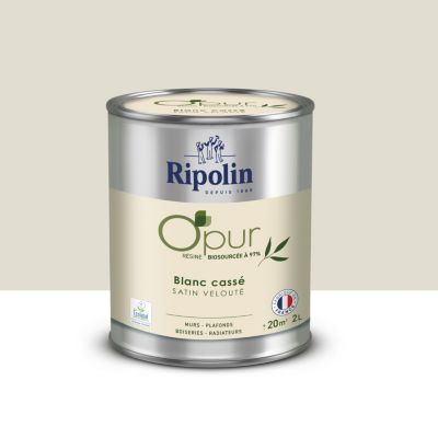 Peinture murs, boiseries et radiateurs blanc cassé satin velouté Ripolin O'pur 2 L