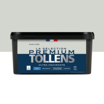 Peinture murs, boiseries et radiateurs blanc fumée topaze mat Tollens Premium 2.5 L