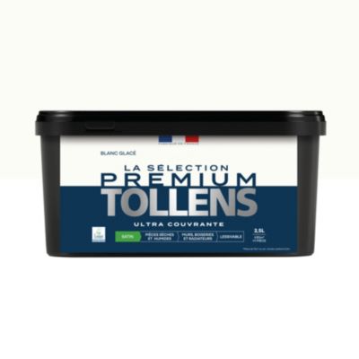 Peinture murs, boiseries et radiateurs blanc glacé satin Tollens Premium 2.5 L
