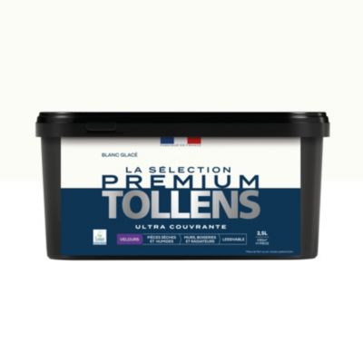 Peinture murs, boiseries et radiateurs blanc glacé velours Tollens Premium 2.5 L