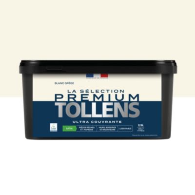 Peinture murs, boiseries et radiateurs blanc grège satin Tollens Premium 2.5 L