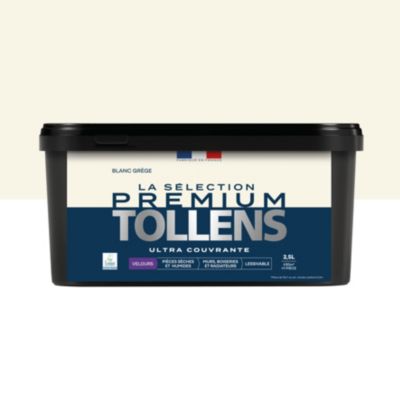 Peinture murs, boiseries et radiateurs blanc grège velours Tollens Premium 2.5 L