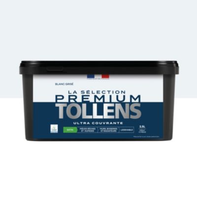Peinture murs, boiseries et radiateurs blanc grisé satin Tollens Premium 2.5 L
